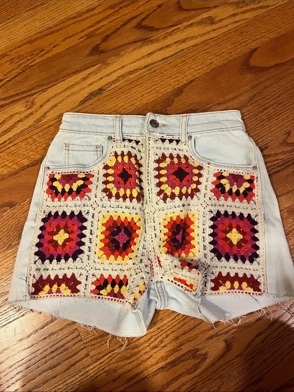 Crochet Denim Shorts